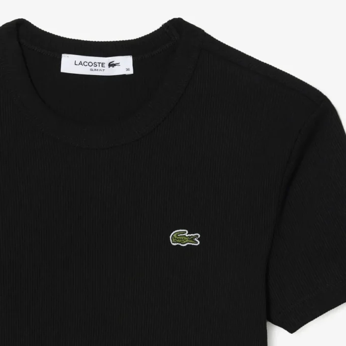 Slim-Fit-T-Shirt aus geripptem Baumwollstoff für Damen