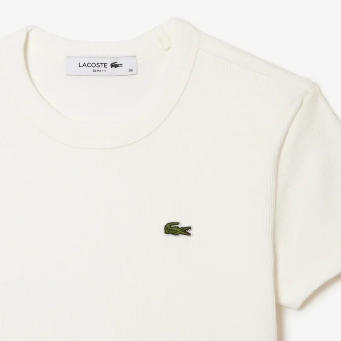 Slim-Fit-T-Shirt aus geripptem Baumwollstoff für Damen