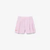 Stretch-Bermudashorts aus gestreiftem Oxford-Stoff