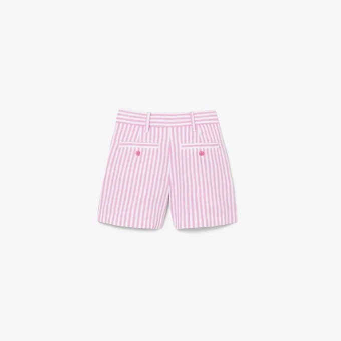 Stretch-Bermudashorts aus gestreiftem Oxford-Stoff