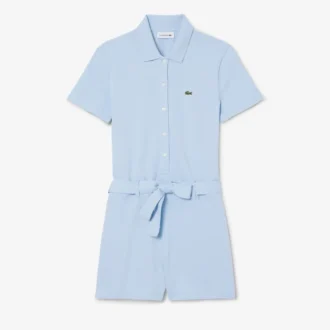 Stretch-Piqué-Playsuit mit Polokragen