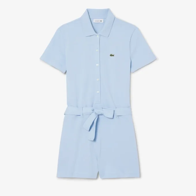 Stretch-Piqué-Playsuit mit Polokragen