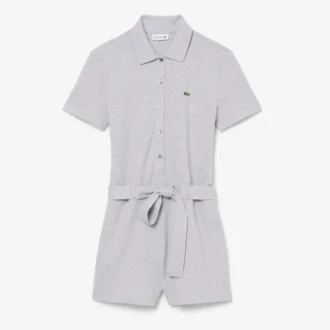 Stretch-Piqué-Playsuit mit Polokragen