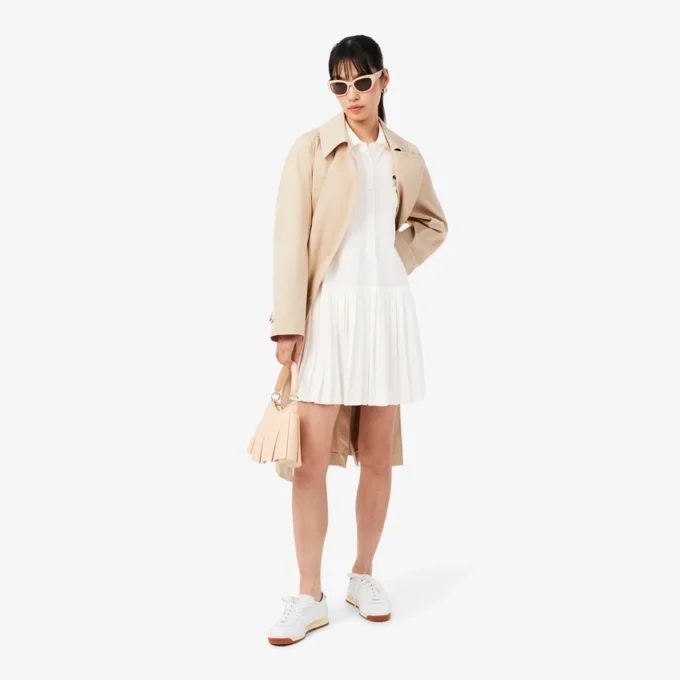 Stretch-Piqué-Poloshirt-Kleid mit Falten