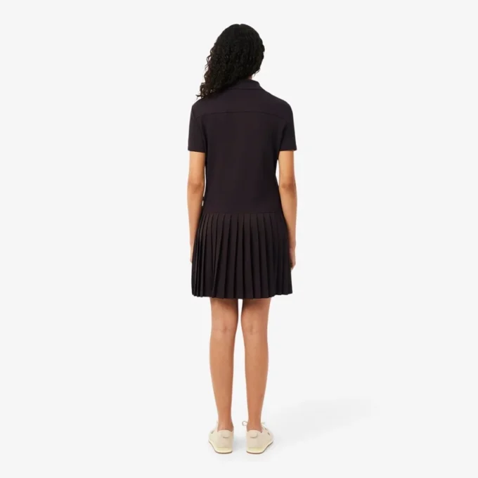 Stretch-Piqué-Poloshirt-Kleid mit Falten