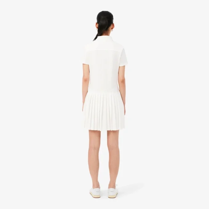 Stretch-Piqué-Poloshirt-Kleid mit Falten