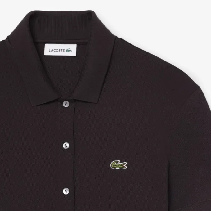 Stretch-Piqué-Poloshirt-Kleid mit Falten