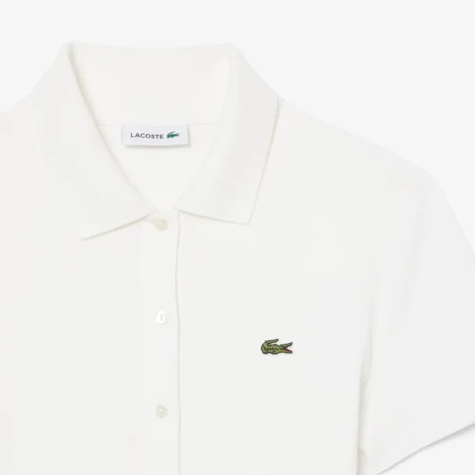 Stretch-Piqué-Poloshirt-Kleid mit Falten