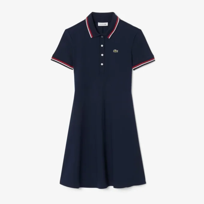 Stretch-Skaterkleid mit Poloshirt-Kragen für Damen