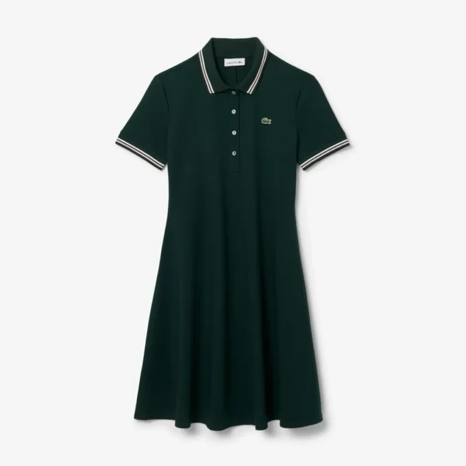 Stretch-Skaterkleid mit Poloshirt-Kragen für Damen