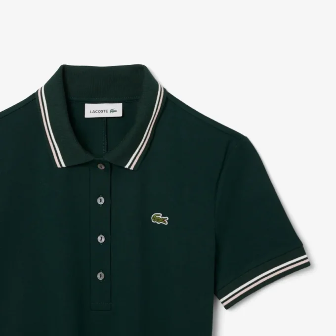 Stretch-Skaterkleid mit Poloshirt-Kragen für Damen