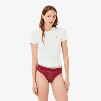 String-Slip mit Logo und Spitzenbesatz