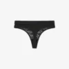 String-Slip mit Logo und Spitzenbesatz