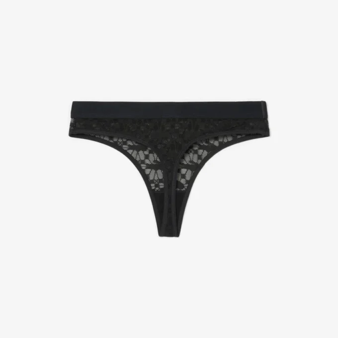 String-Slip mit Logo und Spitzenbesatz