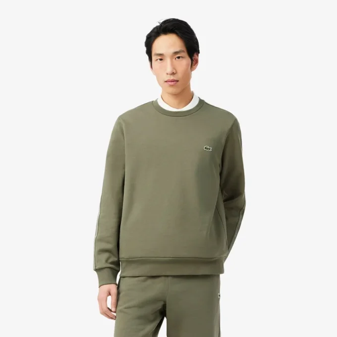 Sweatshirt aus Fleece mit Streifenbündchen