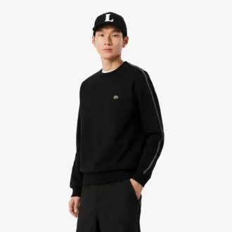Sweatshirt aus Fleece mit Streifenbündchen