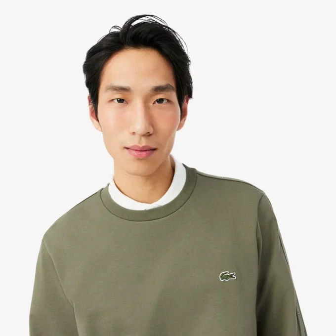 Sweatshirt aus Fleece mit Streifenbündchen