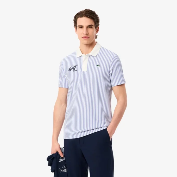 Thermoregulierendes gestreiftes Golf-Poloshirt für Herren
