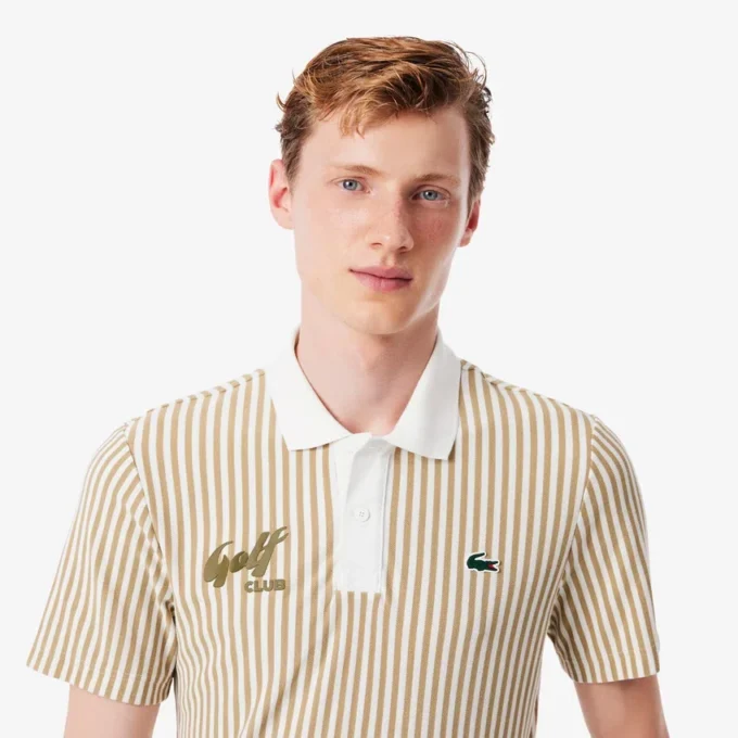 Thermoregulierendes gestreiftes Golf-Poloshirt für Herren