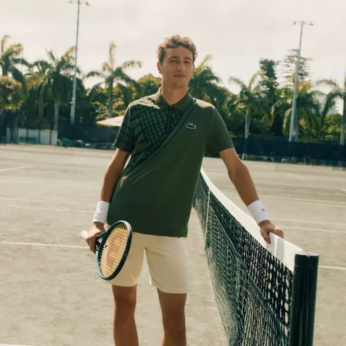 Ultra Dry Printed Slim Fit Tennis-Poloshirt für Herren
