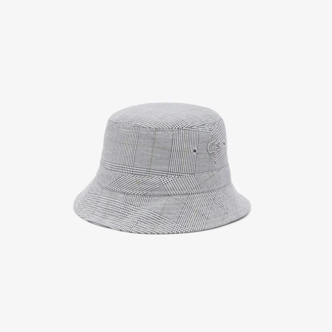 Unisex-Bucket-Mütze aus doppelseitigem Baumwoll-Karomuster