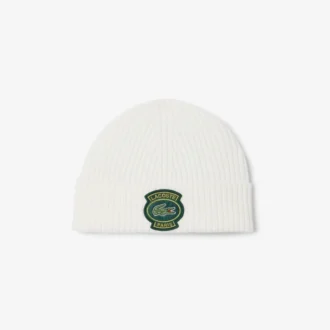 Unisex-Mütze aus gerippter Wolle mit Emblem