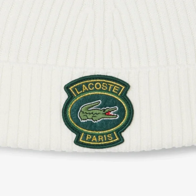 Unisex-Mütze aus gerippter Wolle mit Emblem