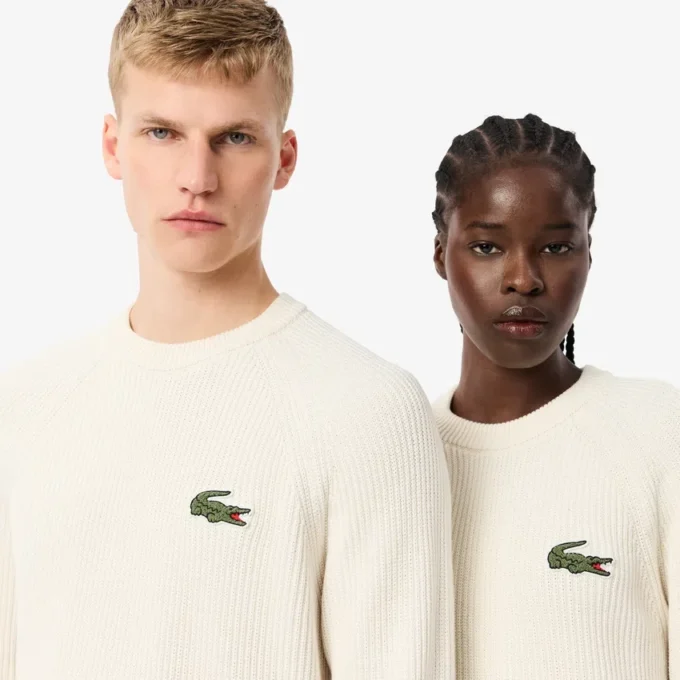 Unisex-Pullover aus gerippter Baumwolle mit Emblem
