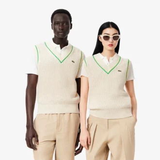 Unisex-Strickweste mit Häkeloptik
