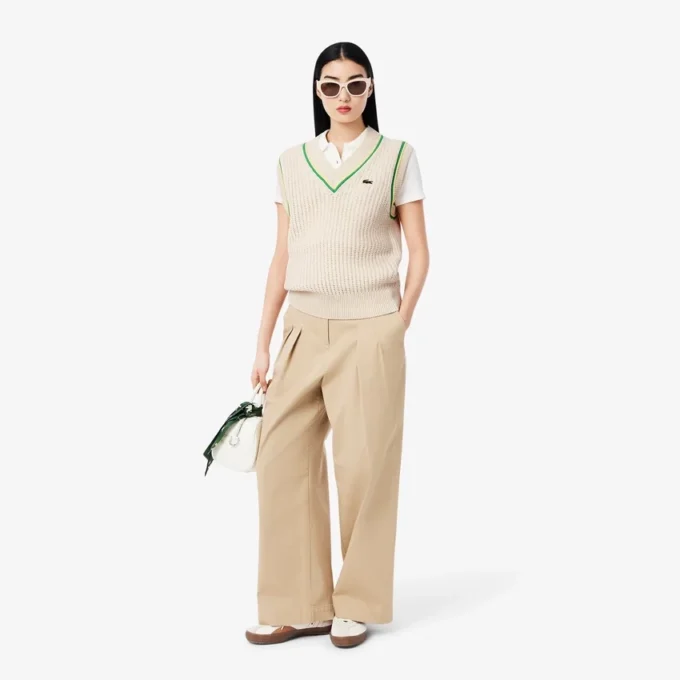 Unisex-Strickweste mit Häkeloptik