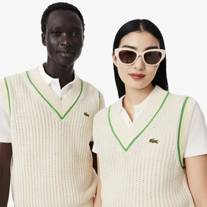 Unisex-Strickweste mit Häkeloptik