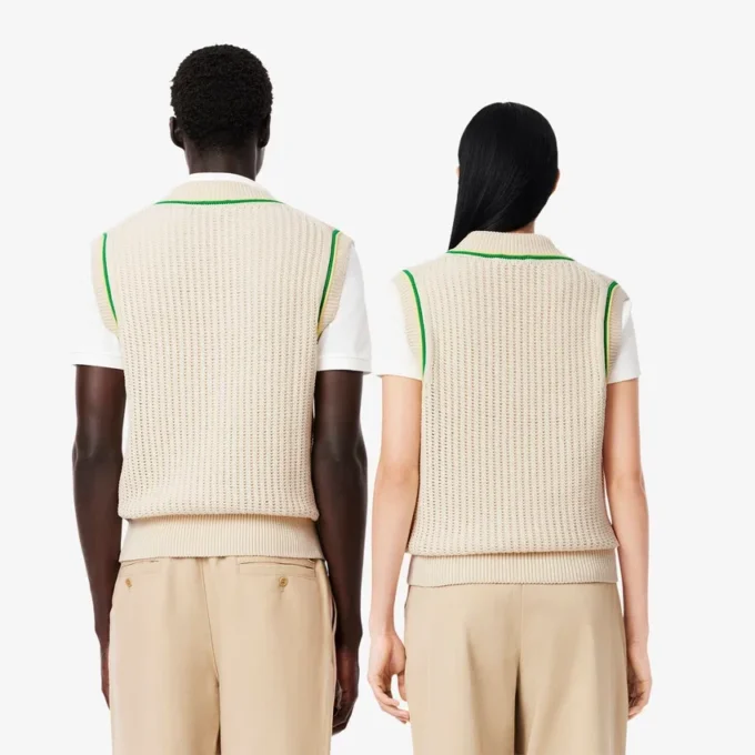 Unisex-Strickweste mit Häkeloptik