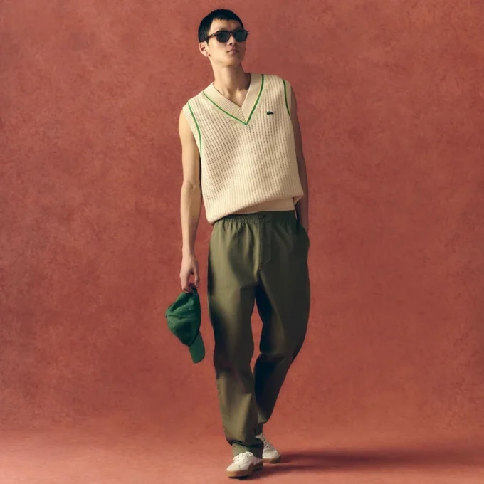 Unisex-Strickweste mit Häkeloptik