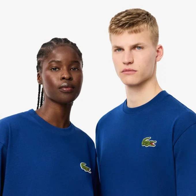 Unisex-T-Shirt aus schwerer Baumwolle mit Emblem, lockere Passform