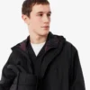 Wasserabweisende, lange, packbare Herrenjacke