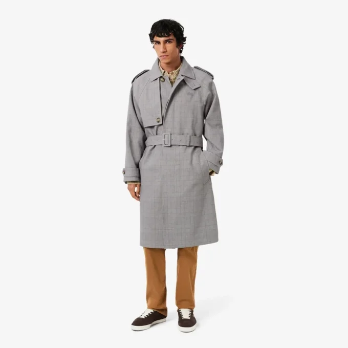 Wasserabweisender karierter Trenchcoat für Herren