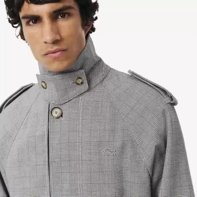 Wasserabweisender karierter Trenchcoat für Herren