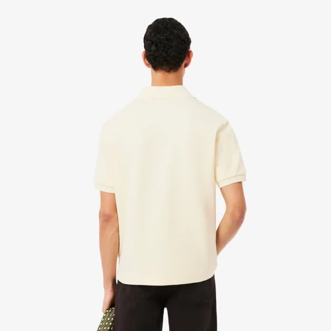 Weit geschnittenes Fleece-Poloshirt mit Emblem