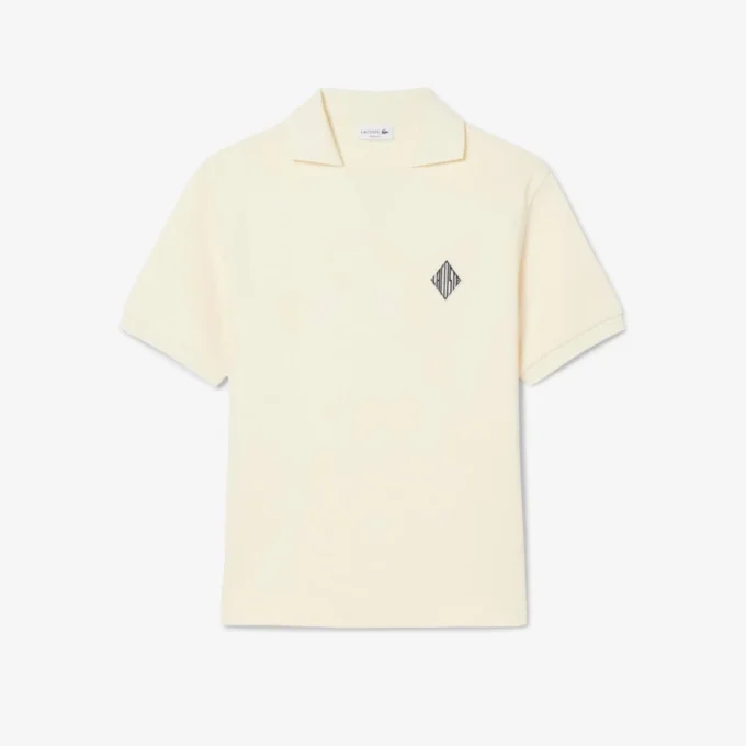 Weit geschnittenes Fleece-Poloshirt mit Emblem